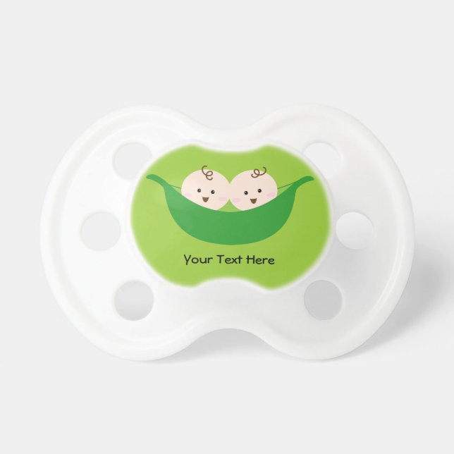 Twin Pea Pods (customizable) Pacifier (Front)