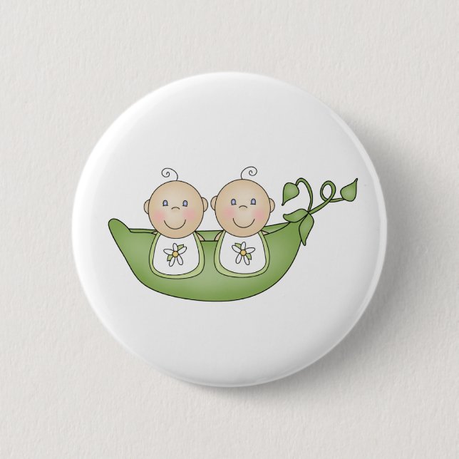 Twin Peas in a Pod 2 Inch Round Button (Front)