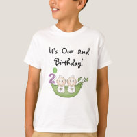 Twin Peas in a Pod 2nd Birthday T-shirts and Gifts