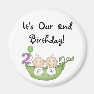 Twin Peas in a Pod 2nd Birthday T-shirts and Gifts Magnet