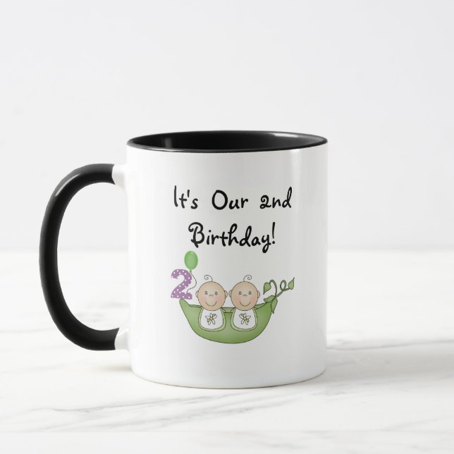 Twin Peas in a Pod 2nd Birthday T-shirts and Gifts Mug (Left)