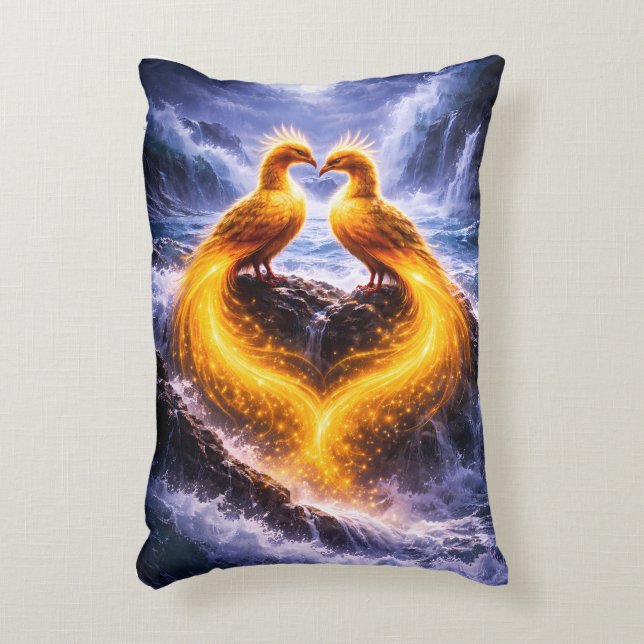 Twin Phoenixes of Eternal Light Accent Pillow (Front(Vertical))