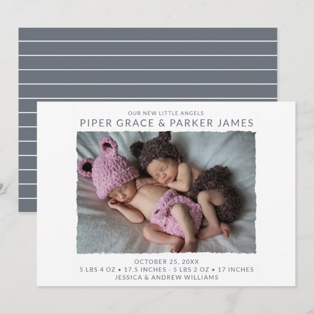 Twin Photo Birth Announcement (Front/Back)