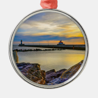 Twin Pier Morning Metal Ornament