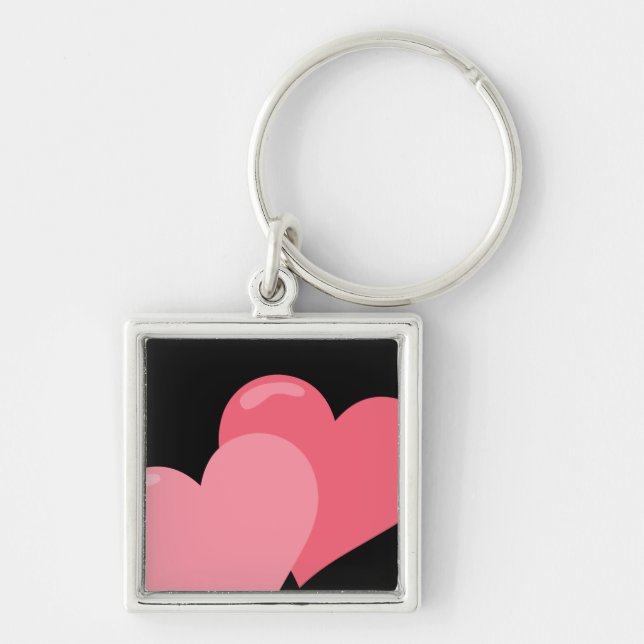 Twin Pink Hearts Keychain (Front)