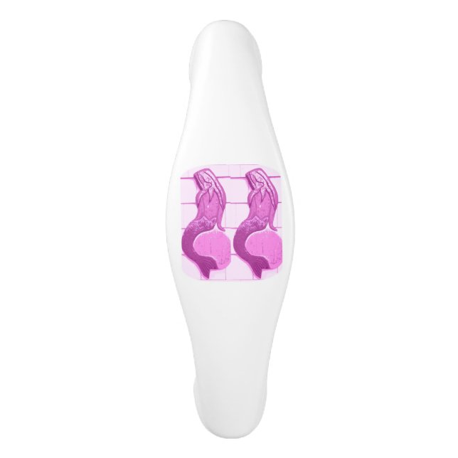 twin pink  mermaids ceramic cabinet pull (Front)