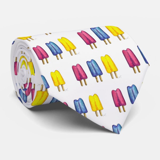 Twin Pop Watercolor Popsicle Summer Ice Lolly Tie (Rolled)