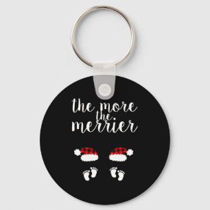 Twin Pregnancy Christmas Pregnant Women The More T Keychain