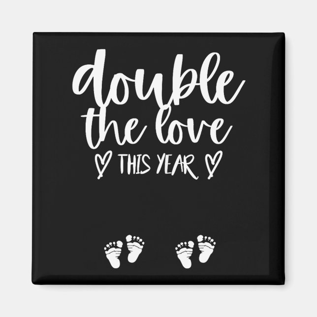 Twin Pregnancy Valentines Day Baby Announcement  Magnet (Front)