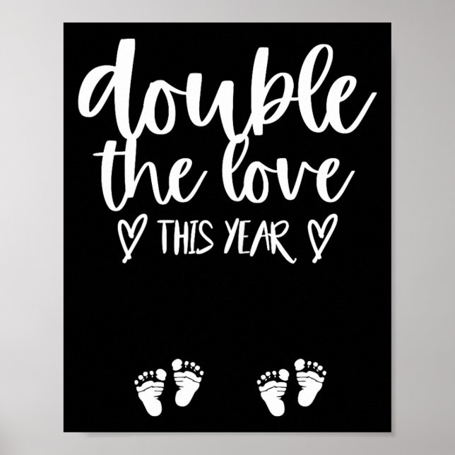 Twin Pregnancy Valentines Day Baby Announcement  Poster (Front)