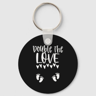 Twin Pregnancy Valentines Day Pregnant Mom Baby An Keychain