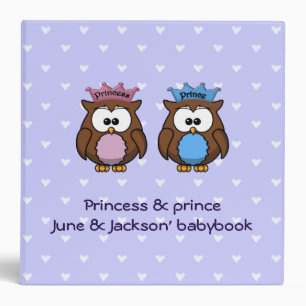 twin princess & prince owl binder