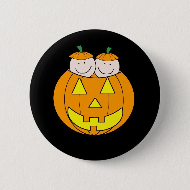 Twin Pumpkin Babies Graphic 2 Inch Round Button (Front)