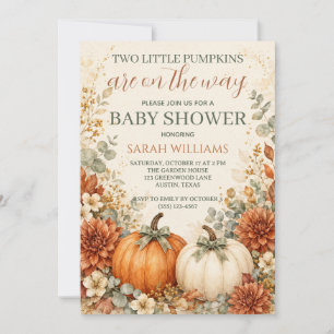 Twin Pumpkin Baby Shower  Invitation