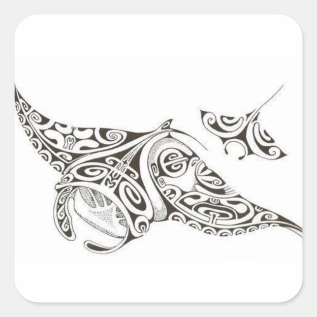 twin rays manta-rays square sticker (Front)