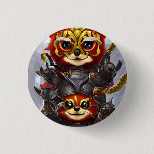 twin red panda 1 inch round button