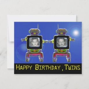 Twin Robot Anniversaire Invitations ajouter des ph