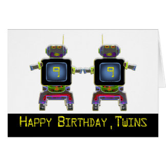 twin robots in neon colours