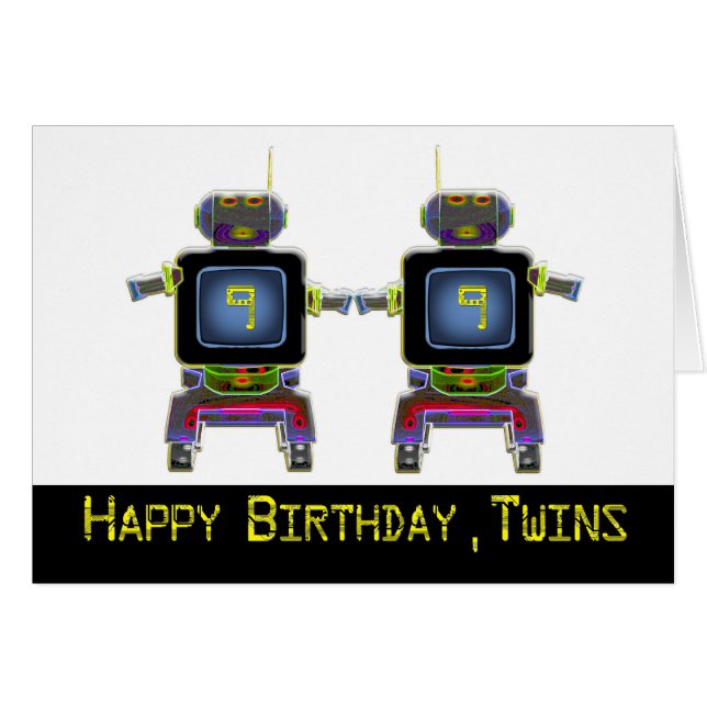 twin robots in neon colours (Front Horizontal)