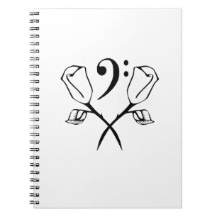 Twin Rose above Bass Clef Notebook
