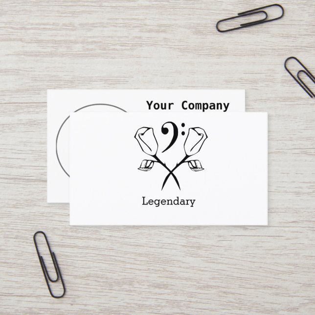 Twin Rose with a Bass Clef Business Card (Front/Back In Situ)