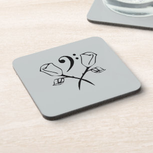 Twin Rose with a Bass Clef Coaster
