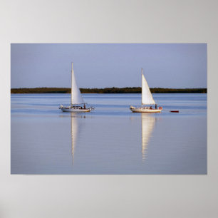 Twin Sailboats Morning Sail Poster