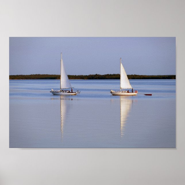 Twin Sailboats Morning Sail Poster (Front)