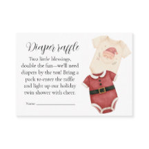 Twin Santa Babies Diaper Raffle Card