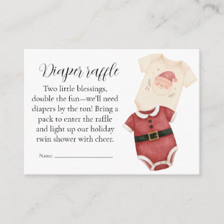 Twin Santa Babies Diaper Raffle Card