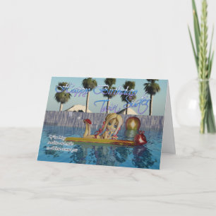 Twin Sister Birthday card, Moonies Cutie Pie pool Card