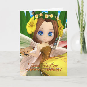 Twin Sister Birthday card with moonies cutie Fall