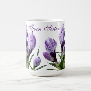 Twin sister gemini purple flowers by Berglind  Coffee Mug