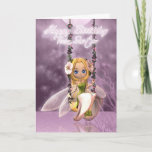 Twin Sister Happy Birthday cute fairy on flower sw Card<br><div class="desc">Twin Sister Happy Birthday cute fairy on flower swing,  magical</div>