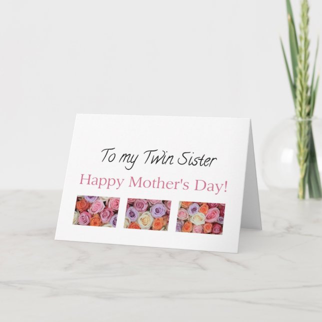 Twin Sister  Happy Mother's Day rose card (Front)