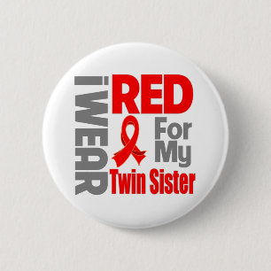 Twin Sister - I Wear Red Ribbon 2 Inch Round Button