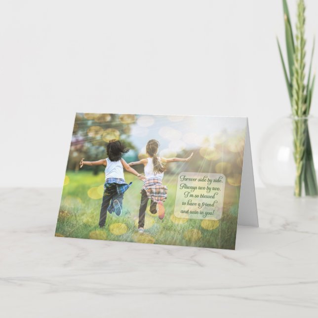 Twin Sister's Birthday Forever Side by Side Card (Front)