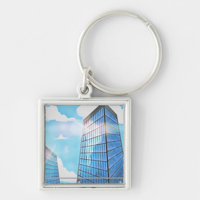 Twin Skyscrapers Keychain (Front)