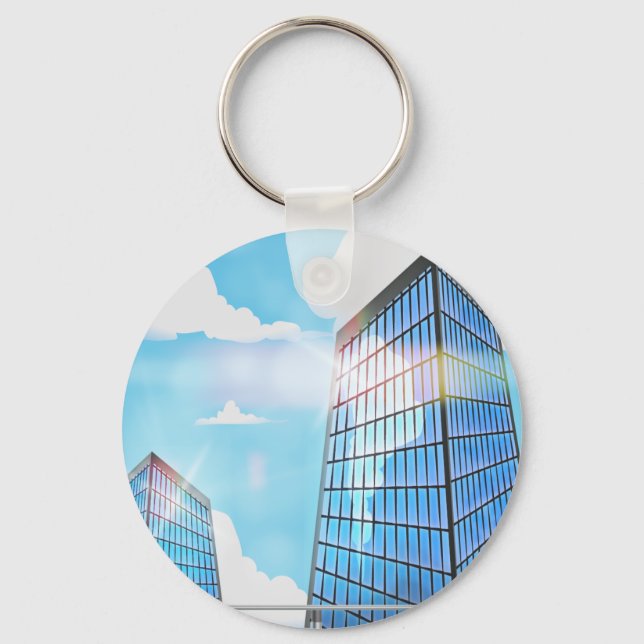 Twin Skyscrapers Keychain (Front)