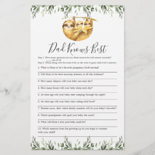 Twin Sloths Baby Shower Dad Knows Best Game