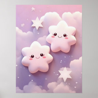 Twin Smiling Stars in Dreamland Poster