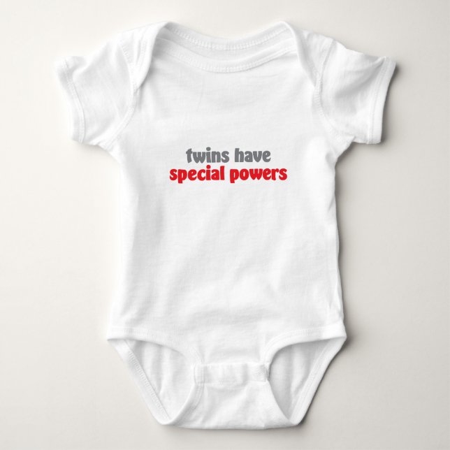 Twin Special Powers Red Baby Bodysuit (Front)