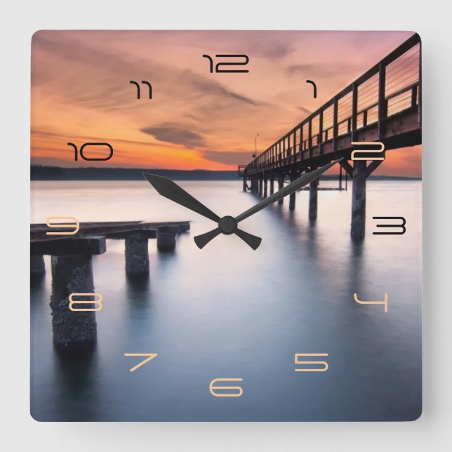 Twin Spits Square Wall Clock (Front)