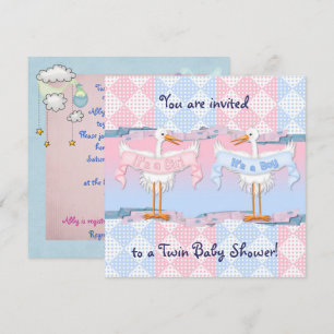 Twin Storks for Baby Shower Invitation
