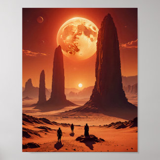 Twin Suns over Desert Planet Poster