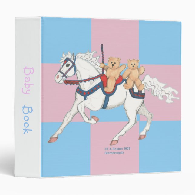 Twin Teddy Bears on Carousel Horse Binder (Front/Spine)
