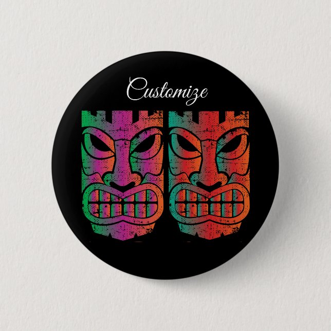 Twin Tiki Sculpture Thunder_Cove 2 Inch Round Button (Front)