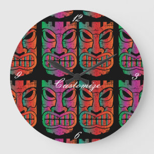 Twin Tiki Sculpture Thunder_Cove Large Clock