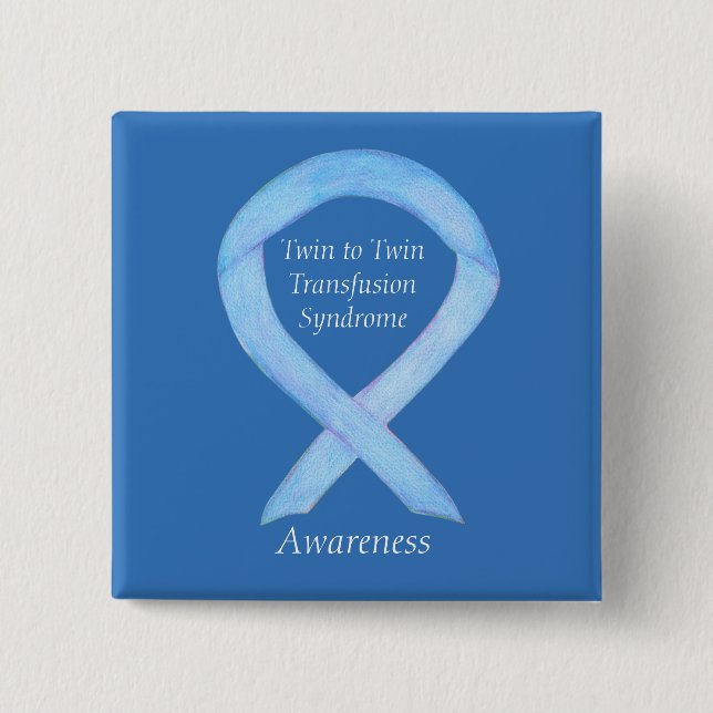 Twin to Twin Transfusion Awareness Ribbon Art Pin (Front)
