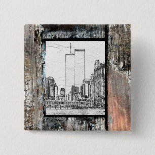 Twin Towers 2 Inch Square Button